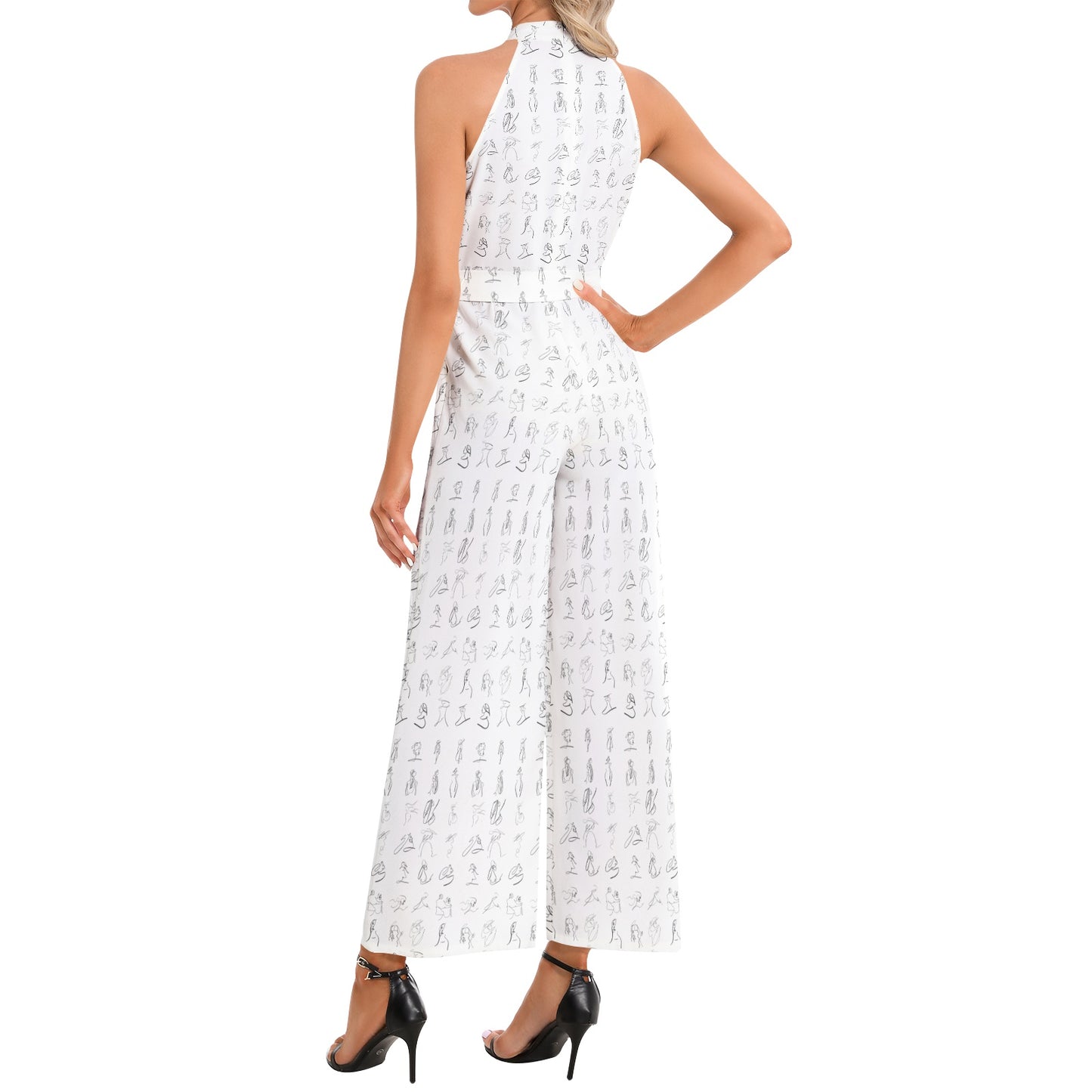 Halter Neck Buckle Belted Jumpsuit